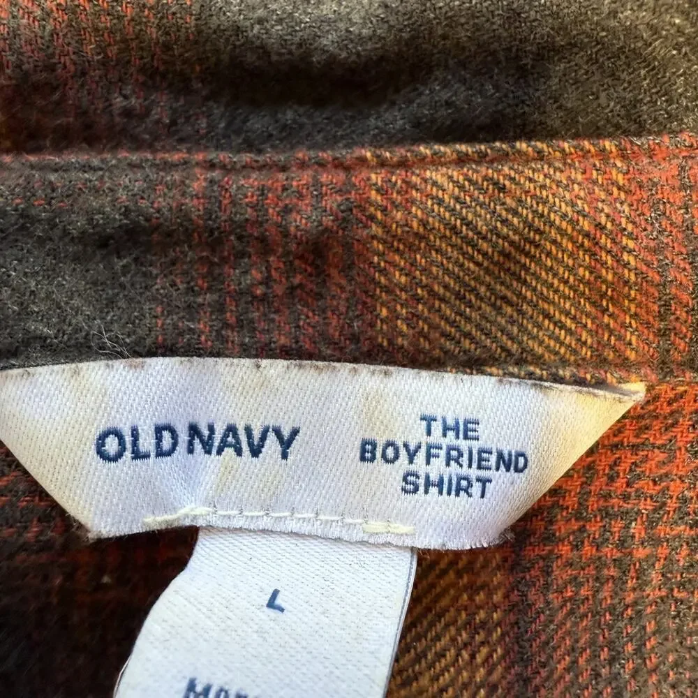 Old‎ Navy The Boyfriend Taylor Swift Evermore Flannel Shirt Plaid Women's Size L
